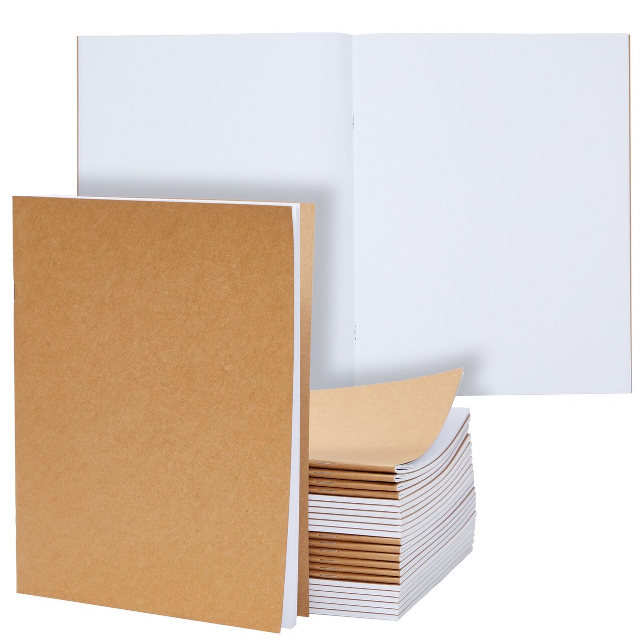 24-Pack Large Kraft Paper Unlined Notebook 8.5 x 11, Letter Size Blank  Inside Journals Bulk Set for Kids, Artists, Drawing, Sketchbook, Office  Supplies (24 Sheets Each)